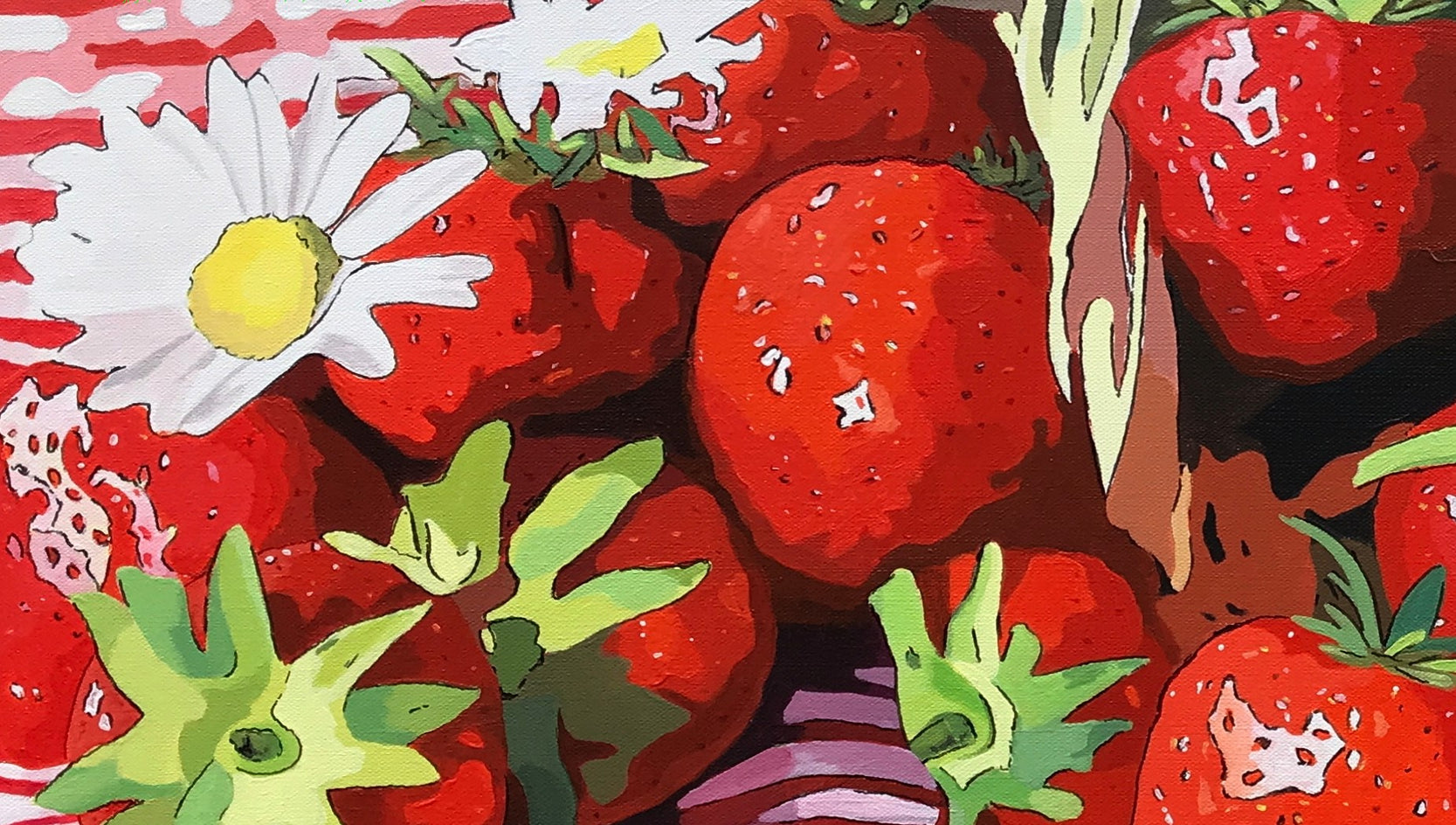 Basket of Strawberries by John Jaster |  Closeup View of Artwork 