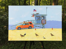 Original art for sale at UGallery.com | Beach Patrol by John Jaster | $1,300 | acrylic painting | 24' h x 36' w | thumbnail 3