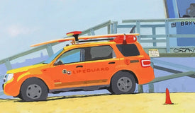 Original art for sale at UGallery.com | Beach Patrol by John Jaster | $1,300 | acrylic painting | 24' h x 36' w | thumbnail 4