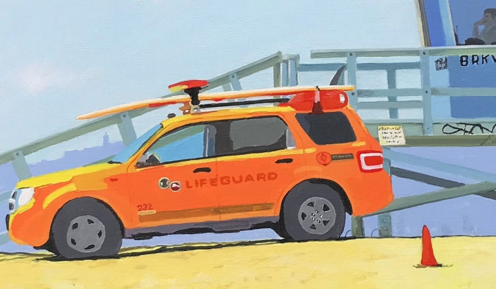 Beach Patrol by John Jaster |  Closeup View of Artwork 