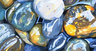 Blue Stones in Water by John Jaster |   Closeup View of Artwork 