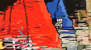 Original art for sale at UGallery.com | Boat Reflections by John Jaster | $1,300 | acrylic painting | 24' h x 36' w | photo 4