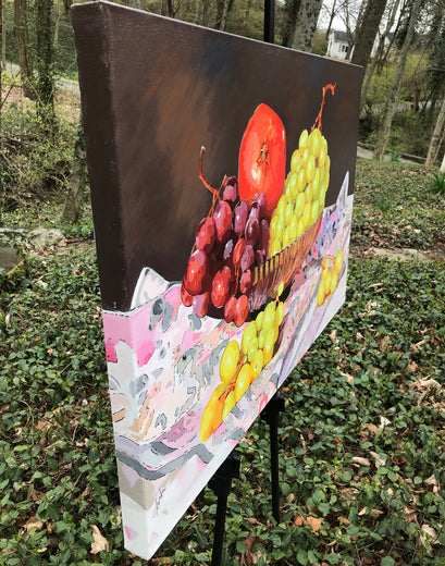 Bowl of Grapes by John Jaster |  Side View of Artwork 