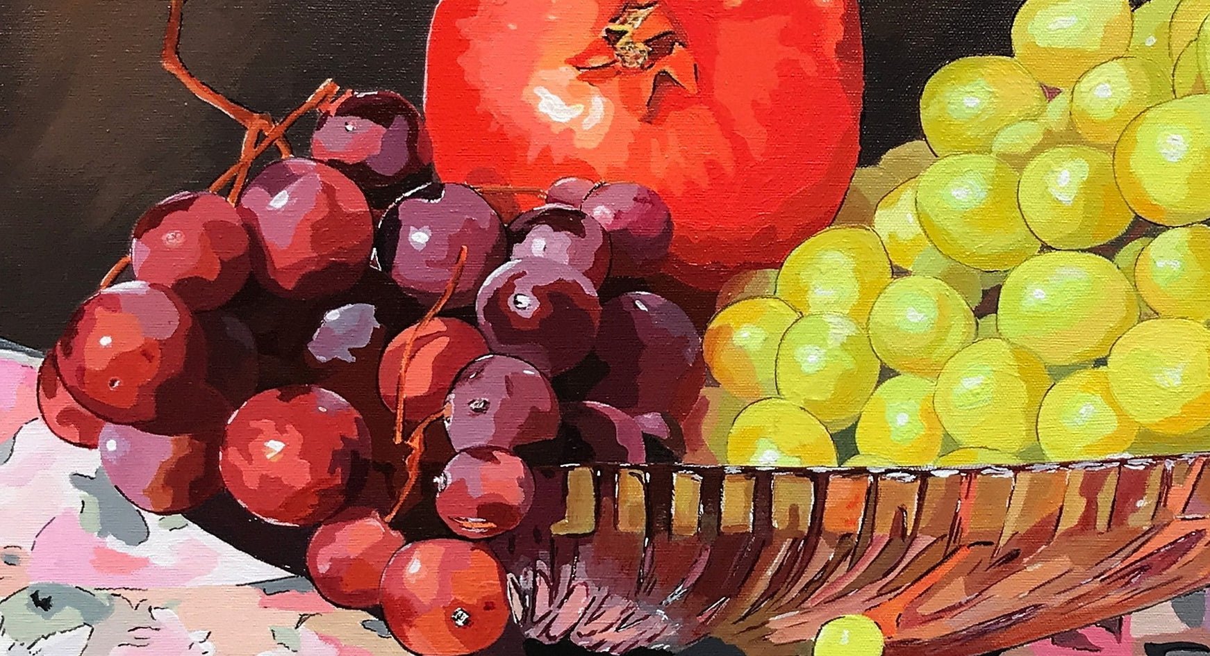 Bowl of Grapes by John Jaster |  Closeup View of Artwork 