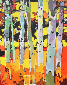 acrylic painting by John Jaster titled Forest Abstractions - Chorus Line