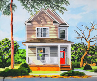 Original art for sale at UGallery.com | House With Red Door by John Jaster | $950 | acrylic painting | 20' h x 24' w | photo 1