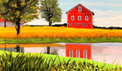 Original art for sale at UGallery.com | Red Barn Reflections by John Jaster | $900 | acrylic painting | 18' h x 24' w | thumbnail 4
