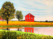 Original art for sale at UGallery.com | Red Barn Reflections by John Jaster | $900 | acrylic painting | 18' h x 24' w | thumbnail 1