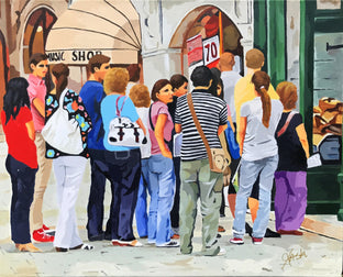 Original art for sale at UGallery.com | Standing in Line by John Jaster | $700 | acrylic painting | 16' h x 20' w | photo 1
