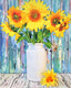 Original art for sale at UGallery.com | Sunflower Medley for Blues by John Jaster | $1,175 | acrylic painting | 30' h x 24' w | thumbnail 1