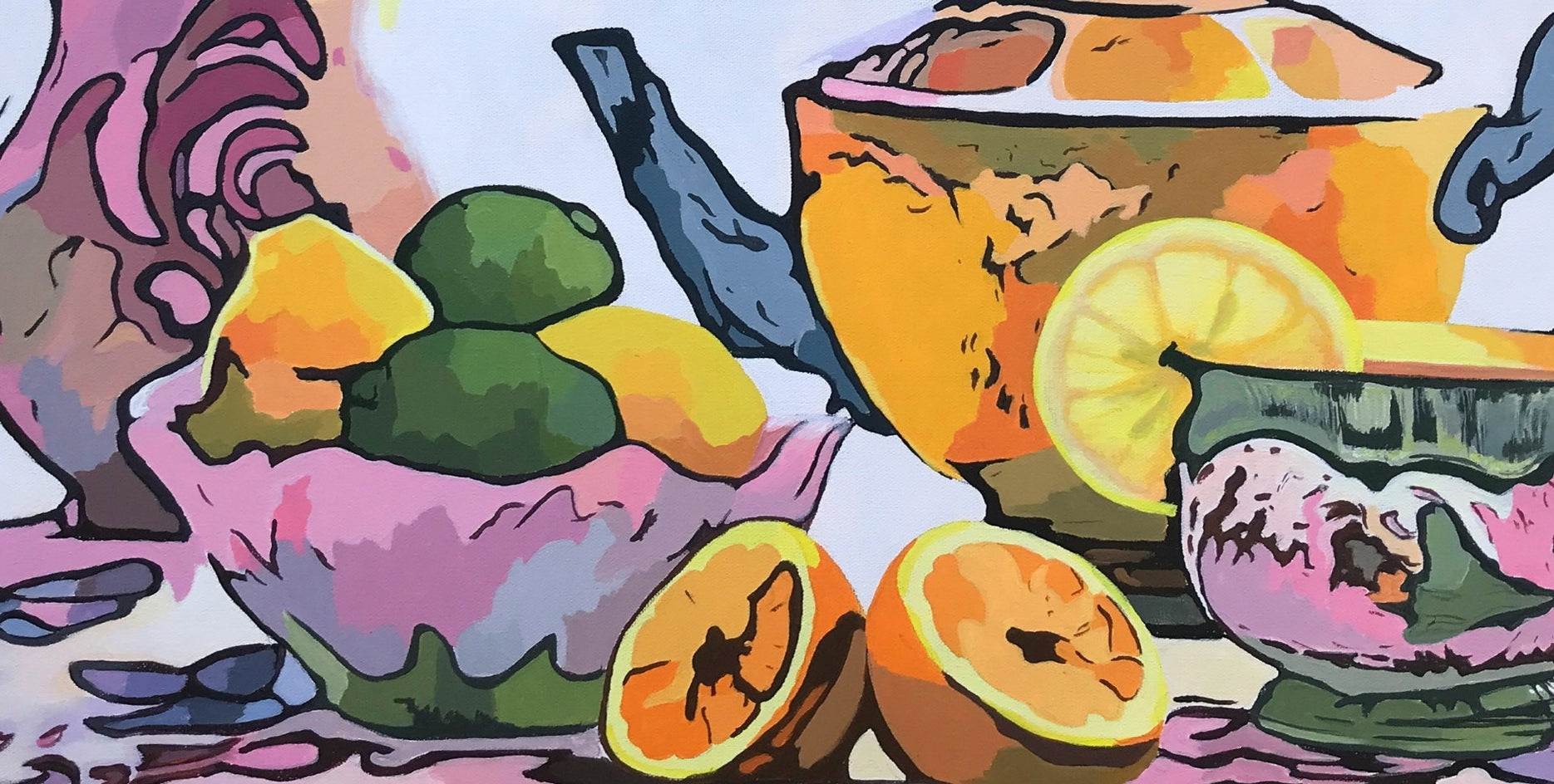 Tea and Flowers by John Jaster |  Closeup View of Artwork 