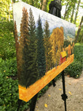 Original art for sale at UGallery.com | The Red Cabin by John Jaster | $700 | acrylic painting | 12' h x 24' w | thumbnail 2