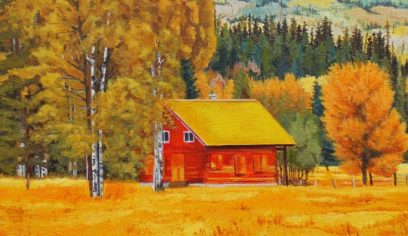 The Red Cabin by John Jaster |  Closeup View of Artwork 