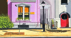 Original art for sale at UGallery.com | Three Buildings on Main by John Jaster | $1,175 | acrylic painting | 24' h x 30' w | thumbnail 4