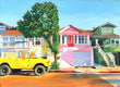 Original art for sale at UGallery.com | Three Houses by John Jaster | $900 | acrylic painting | 18' h x 24' w | thumbnail 1
