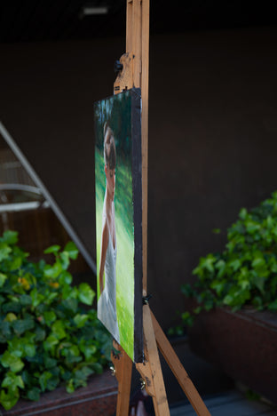 Original art for sale at UGallery.com | Clemence in the Garden by John Kelly | $2,800 | oil painting | 21.5' h x 15' w | photo 2