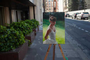 Original art for sale at UGallery.com | Clemence in the Garden by John Kelly | $2,800 | oil painting | 21.5' h x 15' w | photo 3