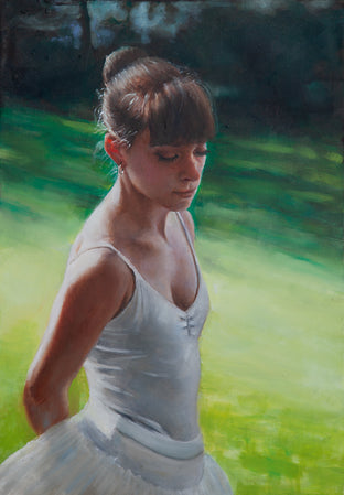 Original art for sale at UGallery.com | Clemence in the Garden by John Kelly | $2,800 | oil painting | 21.5' h x 15' w | photo 1