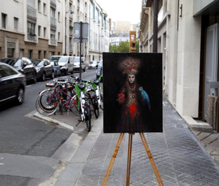 Masked Venetian Woman by John Kelly |  Context View of Artwork 