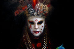 Original art for sale at UGallery.com | Masked Venetian Woman by John Kelly | $2,500 | oil painting | 24' h x 18' w | thumbnail 4