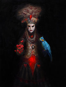oil painting by John Kelly titled Masked Venetian Woman
