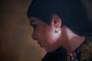 Original art for sale at UGallery.com | Woman in Blue and Green by John Kelly | $2,300 | oil painting | 15.75' h x 15.75' w | photo 4