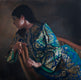 Original art for sale at UGallery.com | Woman in Blue and Green by John Kelly | $2,300 | oil painting | 15.75' h x 15.75' w | thumbnail 1