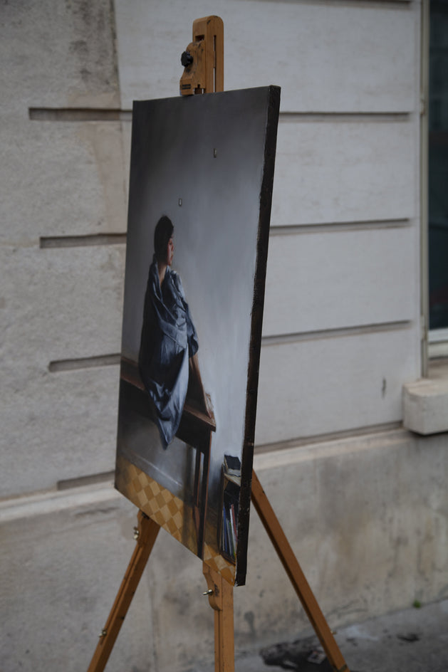 Woman in Gray Cloak by John Kelly |  Closeup View of Artwork 