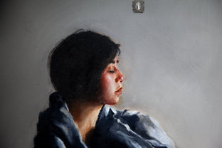 Original art for sale at UGallery.com | Woman in Gray Cloak by John Kelly | $2,700 | oil painting | 32' h x 21' w | photo 2