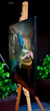 Original art for sale at UGallery.com | Woman with Peacock by John Kelly | $3,500 | oil painting | 23.5' h x 35.25' w | thumbnail 2