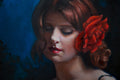 Original art for sale at UGallery.com | Woman with Rose by John Kelly | $1,800 | oil painting | 16' h x 13' w | thumbnail 3