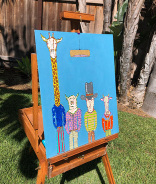 Giraffe & Ten Gallon Hat by John McCabe |  Side View of Artwork 