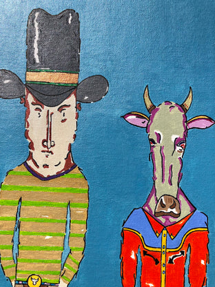 Giraffe & Ten Gallon Hat by John McCabe |   Closeup View of Artwork 