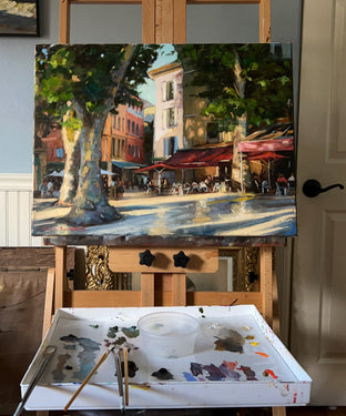 Original art for sale at UGallery.com | A Square in Aix en Provence by Jonelle Summerfield | $1,100 | oil painting | 18' h x 24' w | photo 3