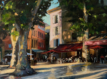 Original art for sale at UGallery.com | A Square in Aix en Provence by Jonelle Summerfield | $1,100 | oil painting | 18' h x 24' w | thumbnail 1