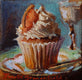 Original art for sale at UGallery.com | Cupcake with Orange Slice by Jonelle Summerfield | $125 | oil painting | 4' h x 4' w | thumbnail 1