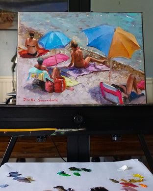 Original art for sale at UGallery.com | Lounging in Cassis by Jonelle Summerfield | $525 | oil painting | 12' h x 16' w | photo 3
