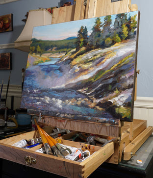 Original art for sale at UGallery.com | Misty Stream in Yellowstone Park by Jonelle Summerfield | $800 | oil painting | 14' h x 18' w | photo 4