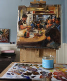 Original art for sale at UGallery.com | Oyster Bar by Jonelle Summerfield | $800 | oil painting | 16' h x 16' w | thumbnail 3