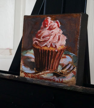 Original art for sale at UGallery.com | Pink Cupcake with Cranberries by Jonelle Summerfield | $125 | oil painting | 4' h x 4' w | photo 2