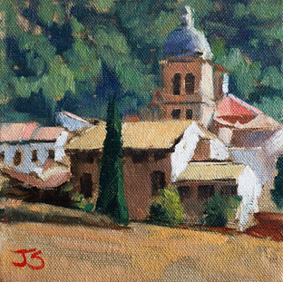 Original art for sale at UGallery.com | Spanish Village by Jonelle Summerfield | $275 | oil painting | 6' h x 6' w | photo 1