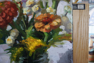 Summer Flowers in a Mason Jar by Jonelle Summerfield |  Side View of Artwork 