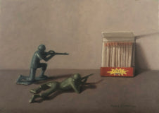 Original art for sale at UGallery.com | Fire! by Jose H. Alvarenga | $350 | oil painting | 5' h x 7' w | thumbnail 1