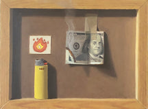 Original art for sale at UGallery.com | Money to Burn! by Jose H. Alvarenga | $700 | oil painting | 9' h x 12' w | thumbnail 1