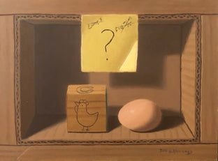 Original art for sale at UGallery.com | The Chicken or the Egg by Jose H. Alvarenga | $600 | oil painting | 9' h x 12' w | photo 1