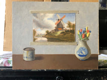 Original art for sale at UGallery.com | Windmills 2 by Jose H. Alvarenga | $850 | oil painting | 11' h x 14' w | thumbnail 3