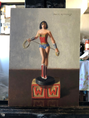 Original art for sale at UGallery.com | Wonder Woman by Jose H. Alvarenga | $350 | oil painting | 7' h x 5' w | photo 3