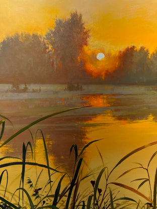 Original art for sale at UGallery.com | Golden Glow by Jose Luis Bermudez | $4,800 | oil painting | 36' h x 60' w | photo 4