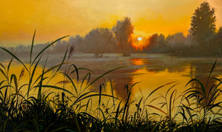 Original art for sale at UGallery.com | Golden Glow by Jose Luis Bermudez | $4,800 | oil painting | 36' h x 60' w | photo 1