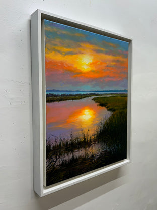 Original art for sale at UGallery.com | Sunset Reflections by Jose Luis Bermudez | $1,100 | oil painting | 20' h x 16' w | photo 2